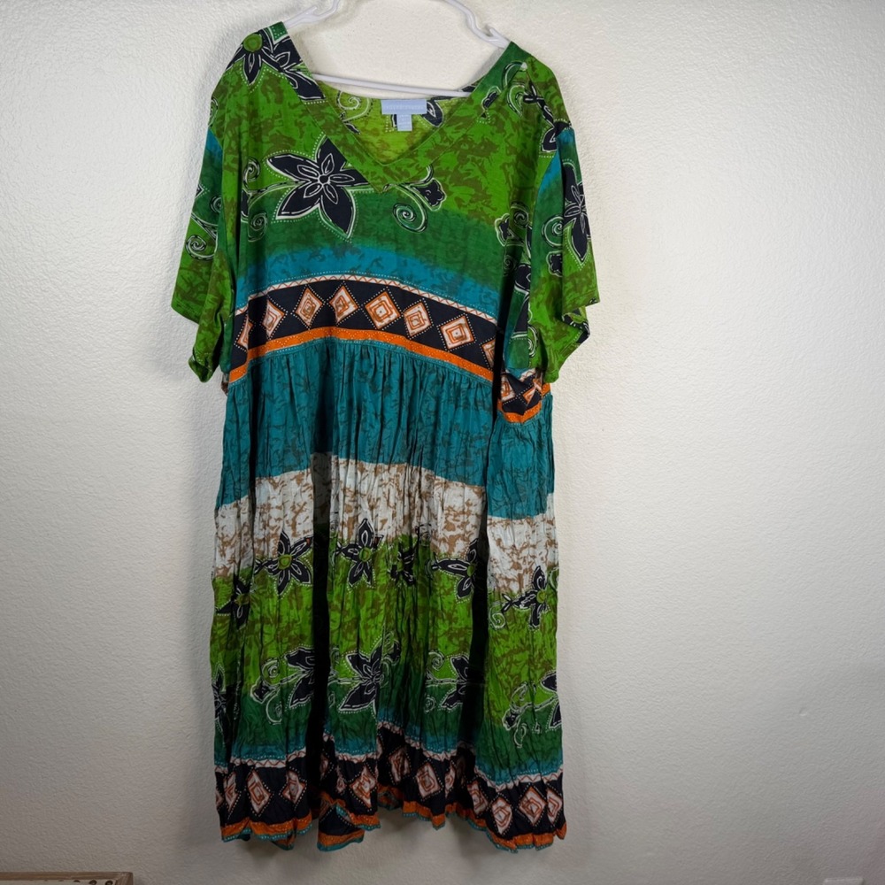 Only Necessities Patio House Dress Multicolor Sz 4X Muumuu Lounge Crinkle
